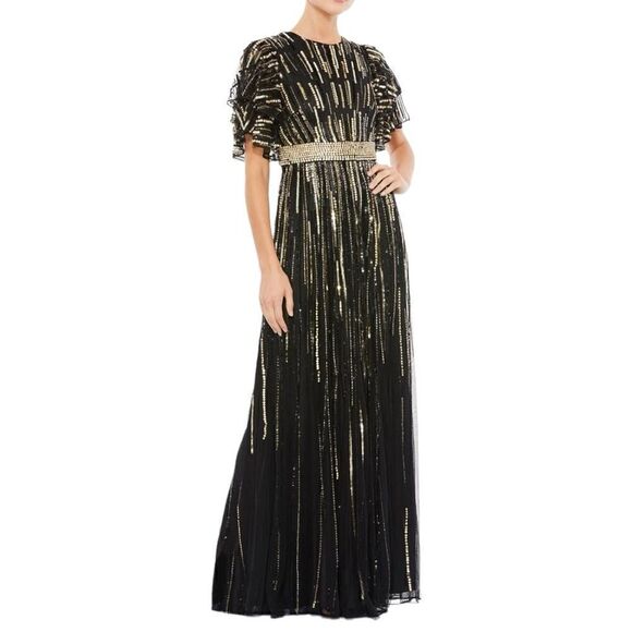 MAC DUGGAL Women’s Embellished Full Length Layered Sleeves Gown in the Size 12 - Picture 3 of 10